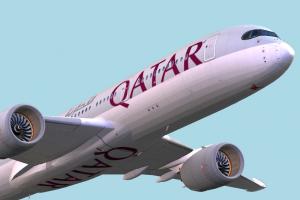 Qatar Airbus 3d model
